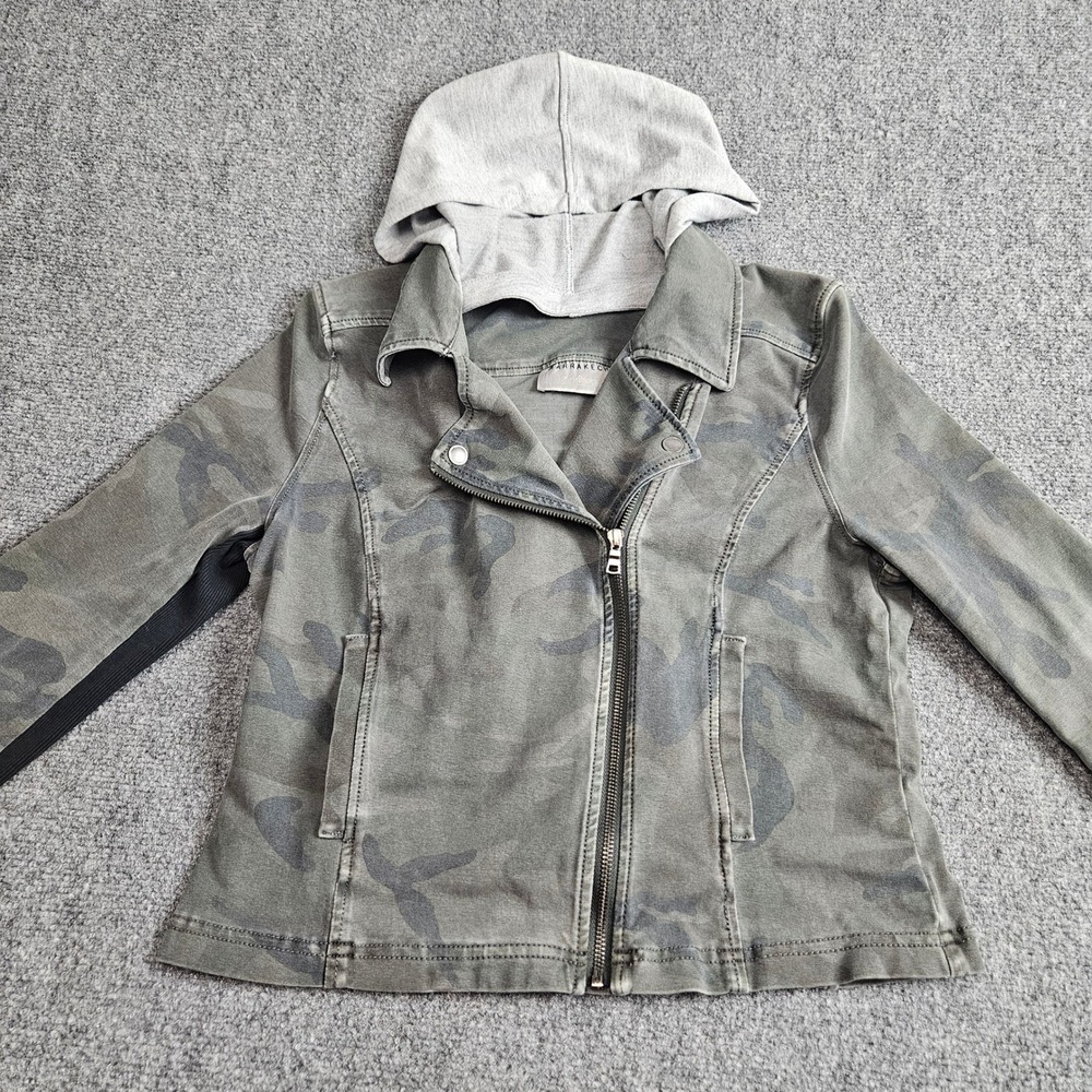 Marrakech Camo Moto Jacket with Hoodie Knit Sleeves Womens‎ Size M